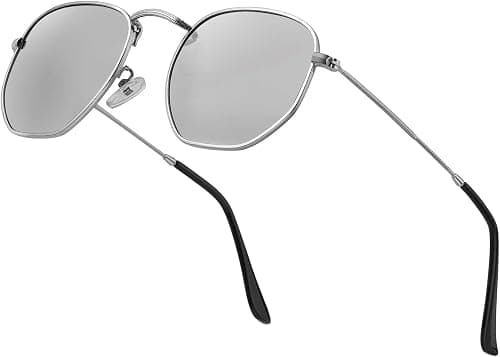 Hipster Hexagonal Polarized Sunglasses Men Women Geometric Square Small Vintage Metal Frame Retro Shade Glasses on Amazon.ae - Price Tracker