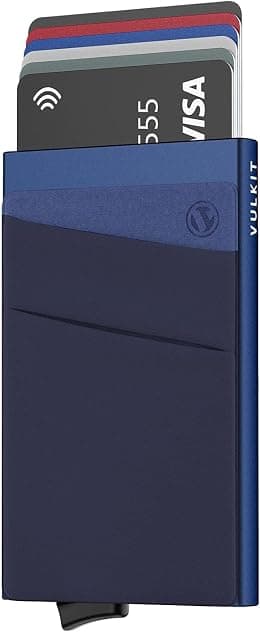 VULKIT Card Holder with Money Pocket Pop Up Wallet RFID Blocking Slim Metal Bank Card Case Holds - Best Deal Finder