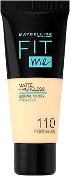 Maybelline New York Liquid Foundation, Matte & Poreless, Full Coverage and Blendable, Normal to Oily Skin, Fit Me, 110 Porcelain on Amazon.ae - Price Tracker