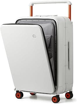 Mixi Checked Luggage Wide Handle Luxury Design Rolling Travel Suitcase PC Hardside with Aluminum Frame Hollow Spinner Wheels, with Cover, 24 inch, Smoke White on Amazon.ae - Price Tracker