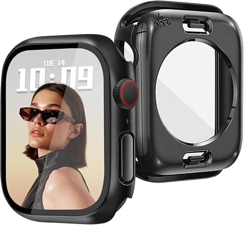 JR.DM Waterproof Case Compatible with Apple Watch Series 11/10 46mm, 360 Full Protective Cover with 9H Tempered Glass Screen Protector, Hard PC Bumper with Back Frame for iWatch Accessories, Black على Amazon.ae - متتبع الأسعار