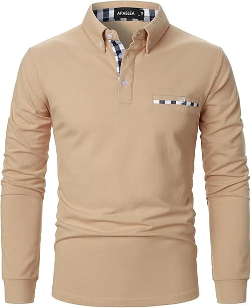 Men Polo Shirt Long Sleeve Cotton Golf T-Shirt Casual Tops on Amazon.ae - Price Tracker