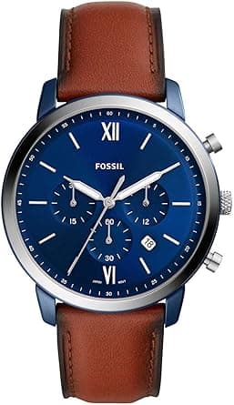 Fossil Men's Analogue Quartz Watch With Leather Strap Fs5791, Blue on Amazon.ae - Price Tracker