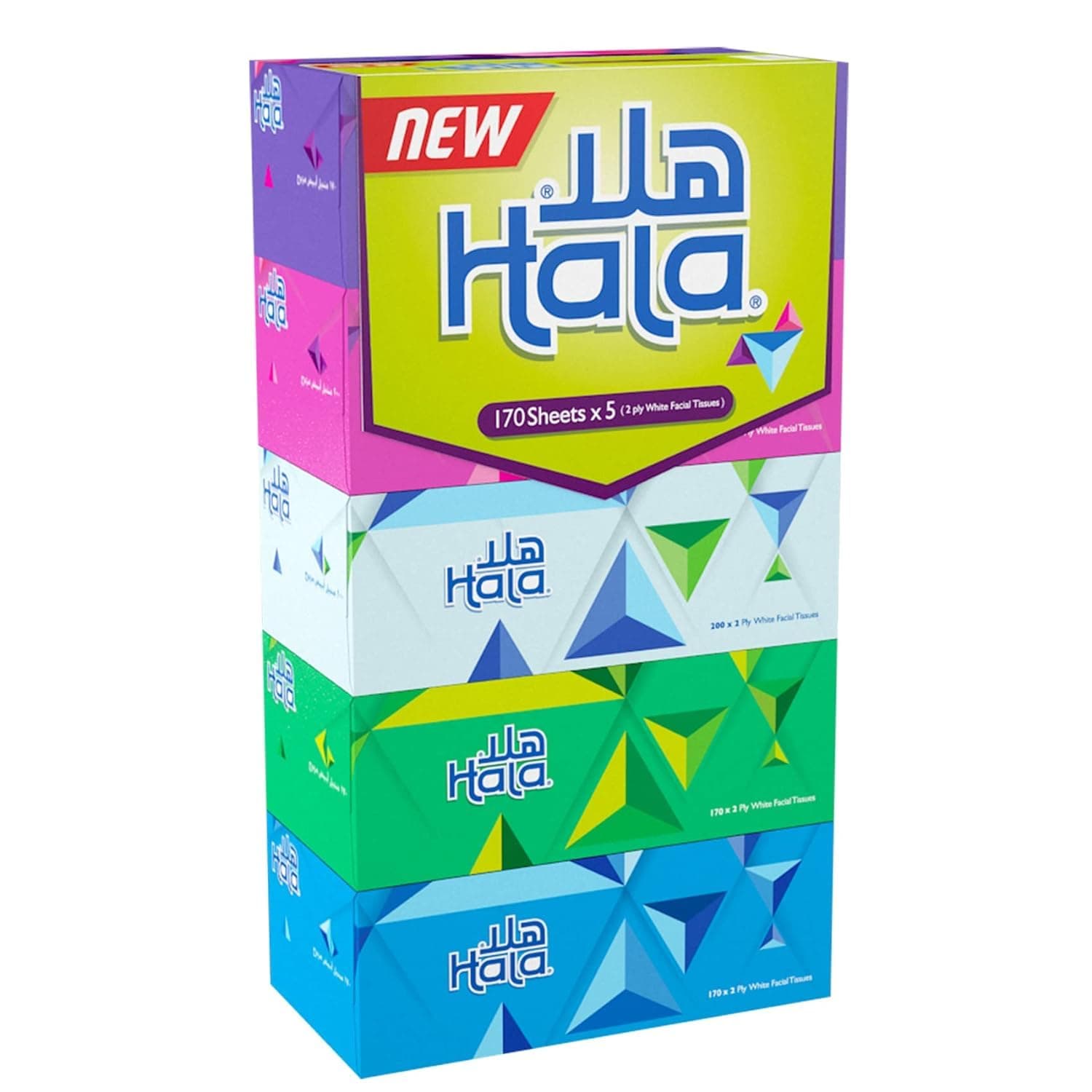 Hala Facial Tissue, Assorted, Pack of 5 boxes (170 sheets x 2 Ply) on Amazon.ae - Price Tracker