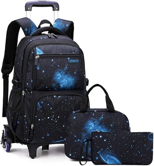 GGEROU Kids' Rolling Backpacks for School, Wheeled Backpack Kids Trolley Bags Space-Galaxy Roller Bookbag with Lunch Bag,Wheel Trolley School Bag for Gils & Boys on Amazon.ae - Price Tracker