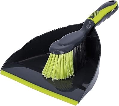Royalford RF2367GR Dust Pan &amp; Brush Set - Portable Hand Broom with Durable Stiff Bristles Having Frayed and Angled Tips | Hanging Loop Cleaning Tool Perfect for Home or Office Use on Amazon.ae - Price Tracker