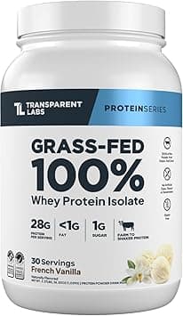 Transparent Labs Grass-Fed Whey Protein Isolate - Naturally Flavored, Gluten Free Whey Protein Powder with 28g of Protein per Serving & 9 Amino Acids - 30 Servings, French Vanilla on Amazon.ae - Price Tracker
