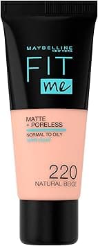 Maybelline New York Fit Me Matte and Poreless Face Foundation 220 Natural Beige on Amazon.ae - Price Tracker
