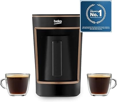 Beko Turkish Coffee Machine, 580 Watts, 5 Cup Capacity, One Touch Control, Foamy Turkish Coffee, Audio Warning System, CookSense2 Technology, TKM2341BC Black and Copper on Amazon.ae - Price Tracker
