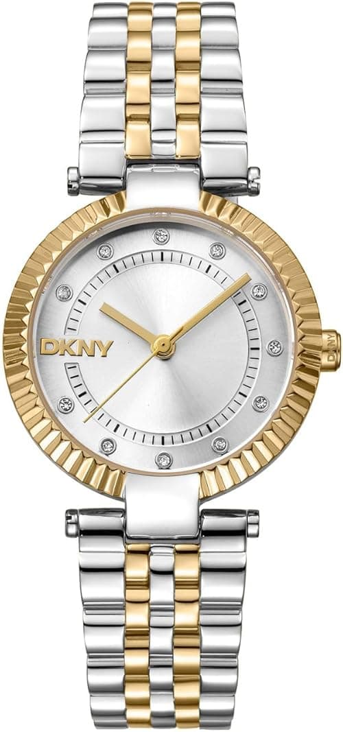 DKNY Essential Glitz Stainless Steel Strap Round Shape Analog Wrist Watch for Women, 30 cm Case Diameter, Gold/Silver on Amazon.ae - Price Tracker