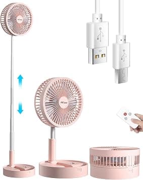 AICase Stand Fan,Folding Portable Telescopic Floor/USB Desk Fan with 10800mAh Rechargeable Battery,4 Speeds Super Quiet Adjustable Height and Head Great for Office Home Outdoor Camping-pink على Amazon.ae - متتبع الأسعار