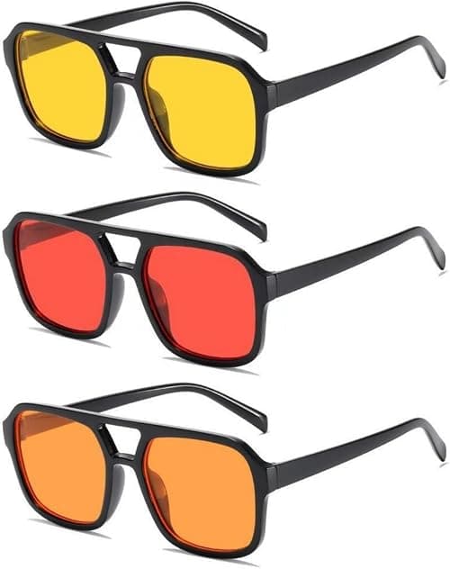 Retro 70s Square Aviator Sunglasses Women Men Vintage Rectangle Sunglasses Flat Frame Trendy Shades on Amazon - Best Deal Finder