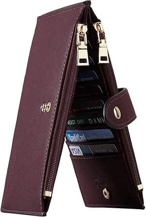 Travelambo Womens Walllet RFID Blocking Bifold Multi Card Case Wallet with Zipper Pocket (Chelsea Red Wine) on Amazon.ae - Price Tracker