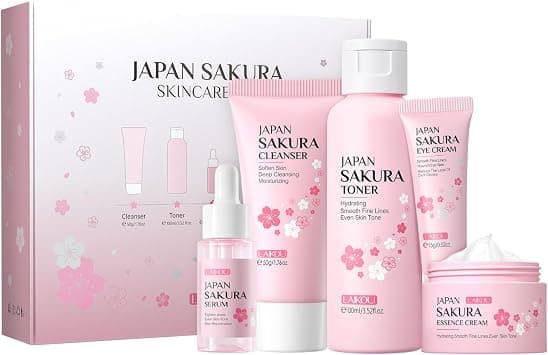 LAIKOU Sakura Skincare Set, Skincare Gift Set, for Women Teenage Girls Mom Daughter Birthday Gift (Conventional, count, 5) - Best Deal Finder
