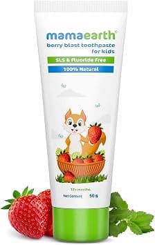 Mamaearth 100% Natural Kids Berry blast Toothpaste With Aloe Vera, Stevia & Xylitol Promotes Healthy Gums & Teeth | Fluoride-Free, No Artificial Flavour & Safe if Swallowed, Cavity Protection, 50g on Amazon.ae - Price Tracker