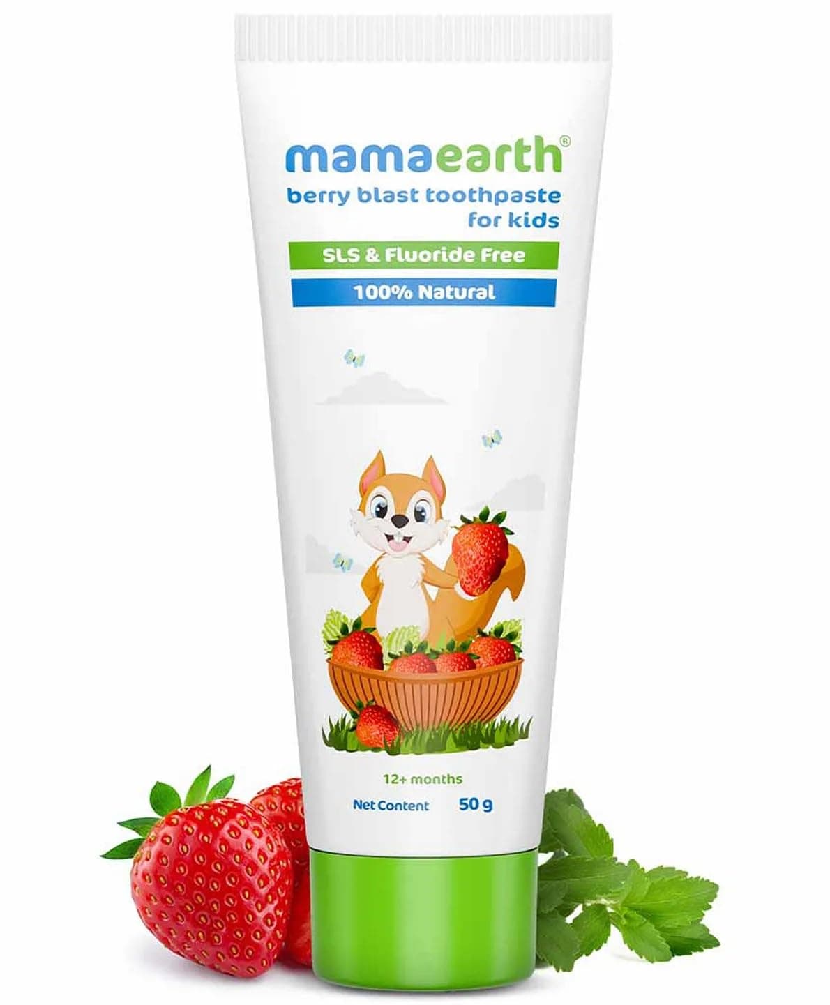 Mamaearth 100% Natural Kids Berry blast Toothpaste With Aloe Vera, Stevia & Xylitol Promotes Healthy Gums & Teeth | Fluoride-Free, No Artificial Flavour & Safe if Swallowed, Cavity Protection, 50g on Amazon.ae - Price Tracker