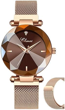 MASTOP Fashion Women Rose Gold Watch Japan Quartz Stainless Steel Magnetic Mesh Band Waterproof Ladies Watches on Amazon - Best Deal Finder