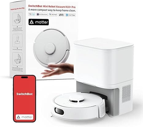 SwitchBot K10+ Pro Robot Vacuum Self Emptying for 90 Days Hands-Free, Super Quiet Mini Robotic Vacuum Cleaner with High Suction Power, Anti-Hair-Tangle, Works with Matter/Alexa/Siri, 2.4Ghz WiFi on Amazon.ae - Price Tracker