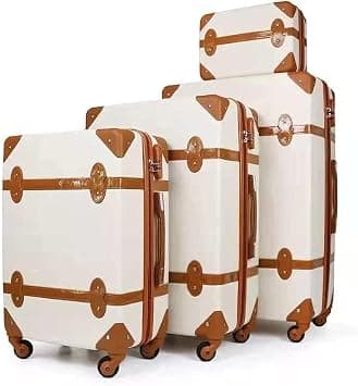4Pcs Travel Luggage Sets, Suitcase Set with Spinner Wheels, Lightweight Travel bags, Hard Shell trolley With Beauty Case (White) on Amazon.ae - Price Tracker
