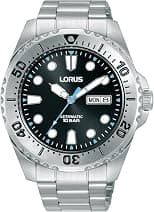 LORUS Men's Analogue Automatic Watch with Stainless Steel Strap, Silver/Black - Best Deal Finder
