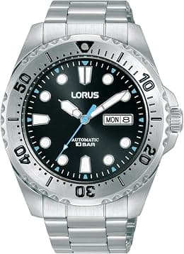 LORUS Men's Analogue Automatic Watch with Stainless Steel Strap, Silver/Black - Best Deal Finder