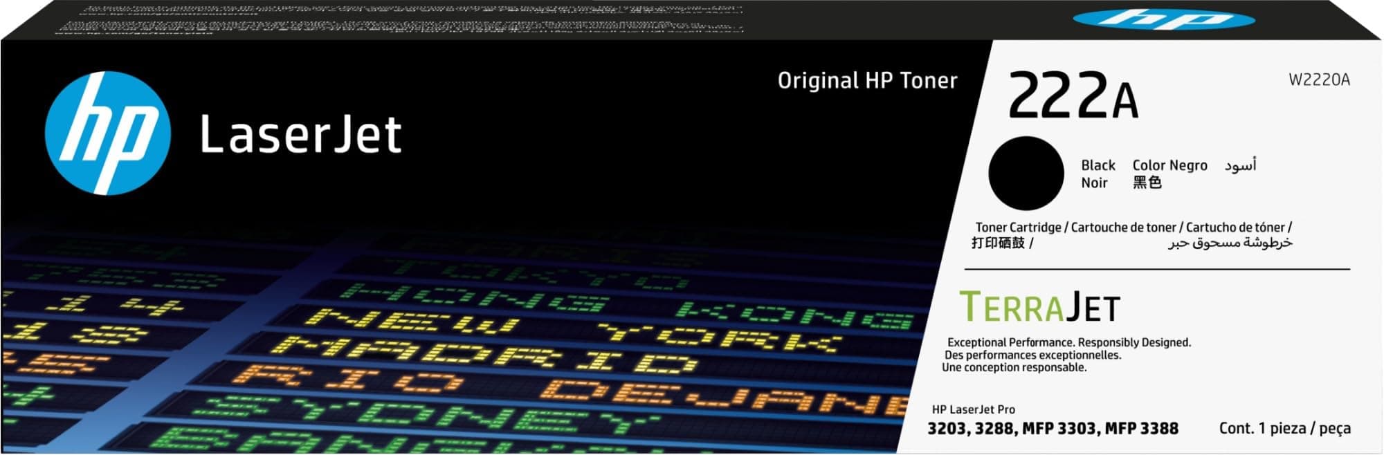 HP|HP 222A Black Original LaserJet Toner Cartridge|Black|1300 pages|HP Color LaserJet Pro 3203dn, 3203dw, MFP 3303fdn,MFP 3303sdw, MFP 3303fdw|W2220A. on Amazon.ae - Price Tracker
