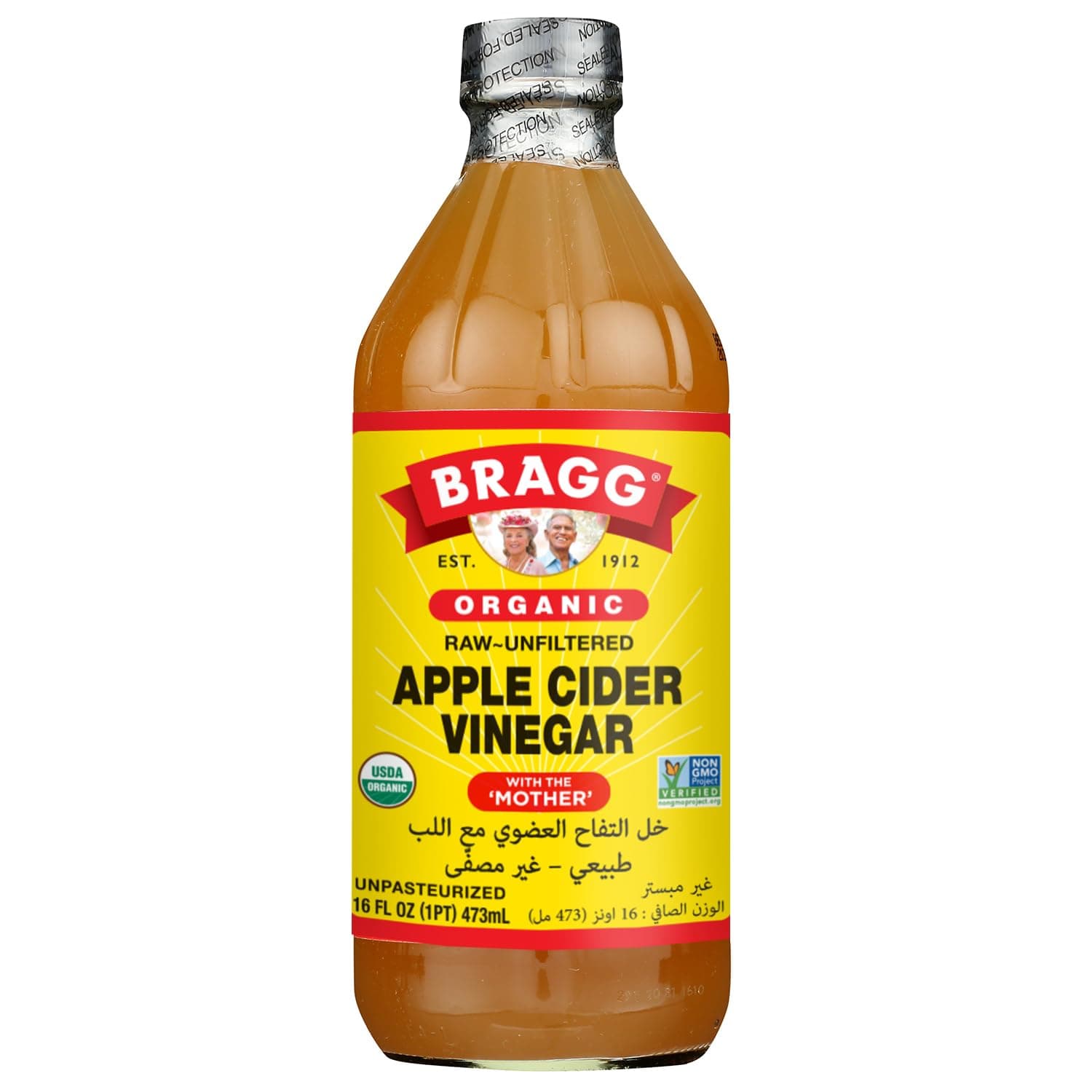 Bragg Organic Apple Cider Vinegar • Raw ~ Unfiltered • With the Mother • Unpasteurized, 1 PT ℮ 16 oz ℮ 473 ml خل التفاح العضوي من براج • خام ~ غير مفلتر • مع الأم • غير مبستر on Amazon.ae - Price Tracker