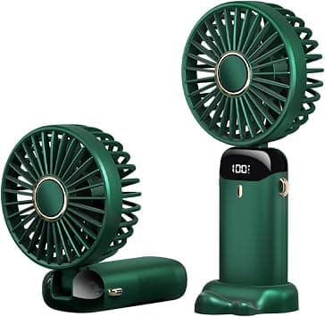 Portable Handheld Fan,Mini Foldable Desk Fan,USB Rechargeable Fans with 5 Speeds,Battery Operated Mini Handheld Fan with LED Display for Home Office Travel (Green) on Amazon.ae - Price Tracker