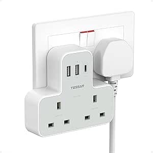 Plug Adapter with 3 USB Ports, TESSAN Double Plug Adaptor UK, 2 Way MultiPlug Extension with USB Charger, Slim Power Extender for Kitchen, Office, School Supplies on Amazon.ae - Price Tracker