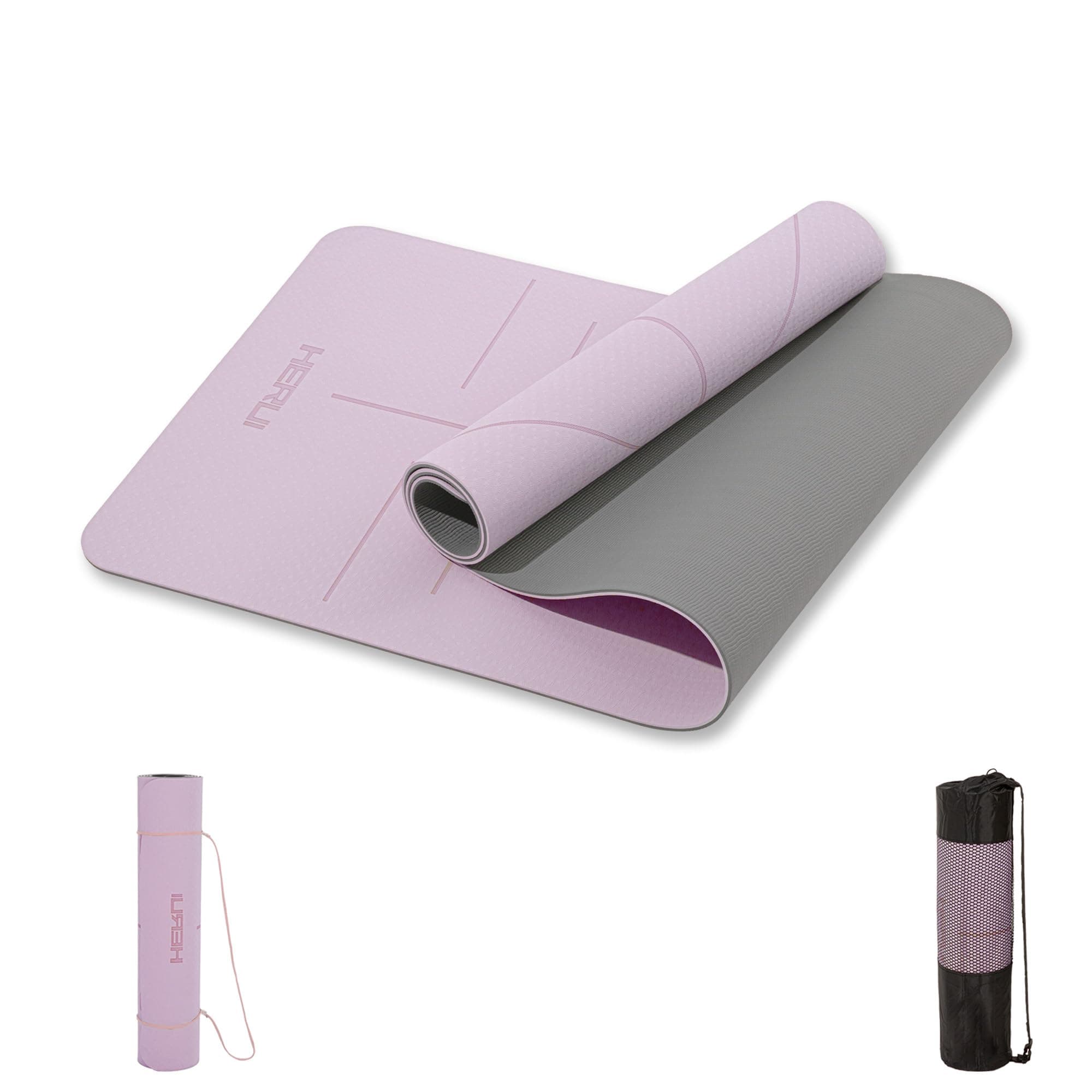 HERUI Yoga Mat Alignment Lines Anti-Slip Exercise Mat with Carrying Bag Fitness Mat for Pilates 183CM*61CM*6MM Thickness for Woman Man Beginners on Amazon.ae - Price Tracker