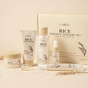 LAIKOU Korean Rice Skin Care Sets & Kits 5pcs, Cleanser, Toner, Serum, Eye Cream & Moisturizer, Christmas Birthday Gifts for Women Teenage Girls Mom Friend, Travel TSA-friendly Sizes - Amazon.ae Price Tracker