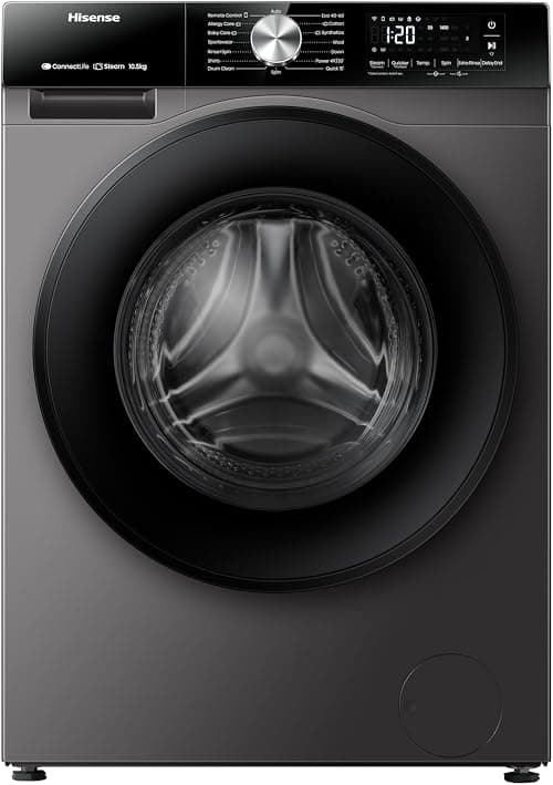 Hisense WF3S1043BT 3S Series 10 Kg Washing Machine with Inverter Motor, Smart WiFi, AI Super Wash Technology, 1400 RPM, Smart Energy Monitoring, 15 Programs, Titanium Grey on Amazon.ae - Price Tracker