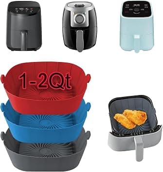 SIUDANGKA Air Fryer Silicone Liners for 1-2 Qt Air Fryers, 3 Pack Square Non-Stick Reusable Small Airfryer Liner Silicone Pot Basket Bowl Tray Air Fryer Accessories for COSORI, Ninja, CHEFMAN on Amazon.ae - Price Tracker