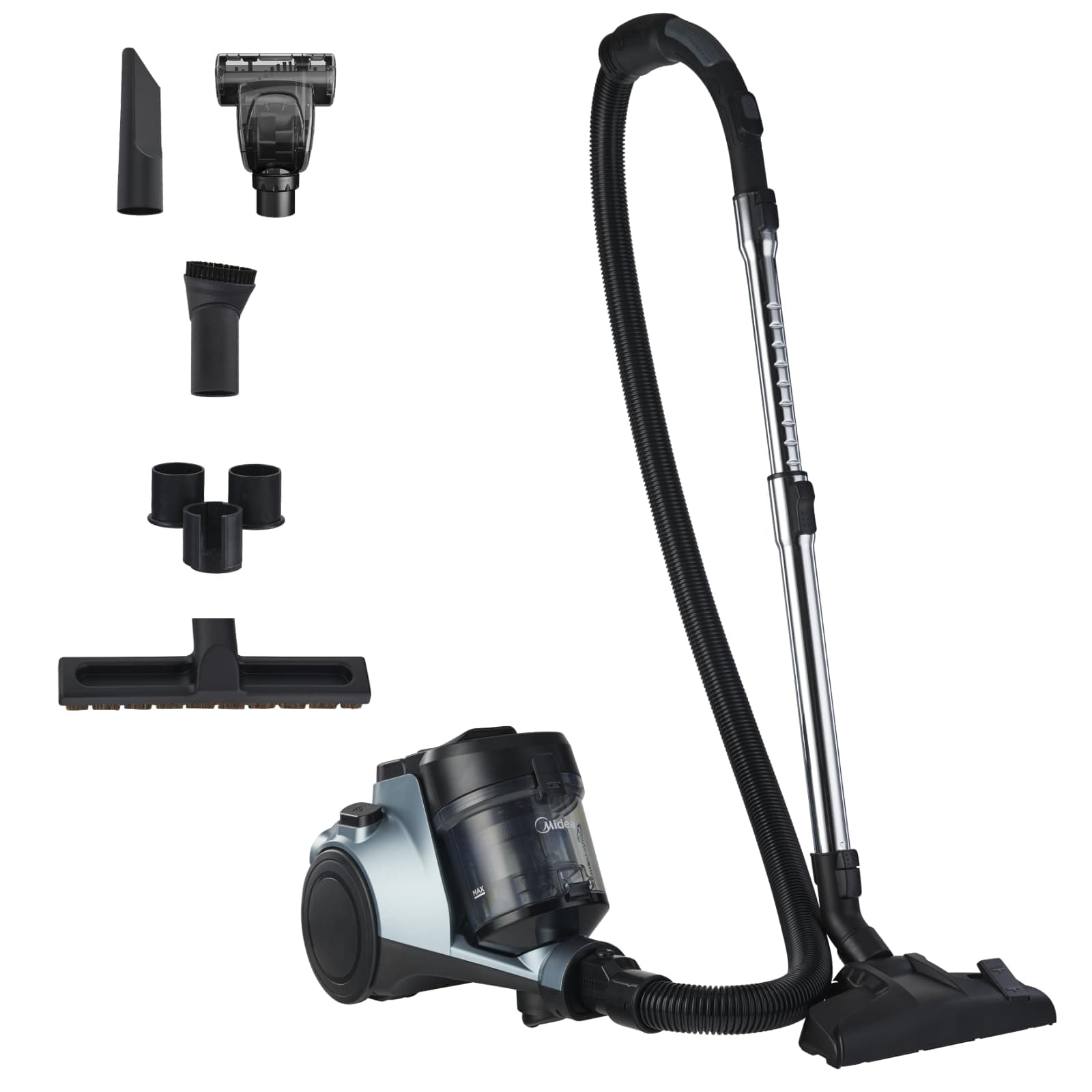 Midea Vacuum Cleaner 1800W Bagless Canister 2L Dust Capacity With HEPA Filter, Easy Emptying, 200W Suction power, Washable Filter For Pet Hair, Carpet, Tile, Hard Floor, Blue - MC08MEBU on Amazon.ae - Price Tracker