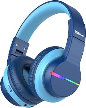 iClever Bluetooth Kids Headphones, BTH12 Colorful LED Lights Kids Wireless Headphones Over Ear with 74/85dBA Safe Volume, 85H Playtime, Bluetooth 5.2, Built-in Mic for iPad/School/Tablet/PC/Game | SafeSound Tech, Stereo Sound, USB C Charging AUX Cable Over Ear Built-in Mic, Kids Wireless Headphones for Toddler Boys Girls on Amazon.ae - Price Tracker
