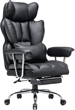 Efomao Big and Tall Office Chair 400lbs – PU Leather Executive Desk Chair with Lumbar Support & Leg Rest, Heavy-Duty Computer Chairs for Home Office, Black على Amazon.ae - متتبع الأسعار