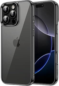 JETech Case for iPhone 16 Pro 6.3-Inch, Non-Yellowing Shockproof Phone Bumper Cover, Anti-Scratch Clear Back (Black) على Amazon.ae - متتبع الأسعار