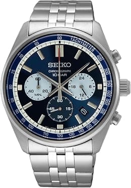 Seiko Analoge Herrenuhr mit weißem Zifferblatt, Edelstahl - Best Deal Finder