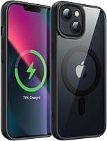 JETech Magnetic Case for iPhone 13 mini 5.4-Inch Compatible with MagSafe, Shockproof Phone Bumper Cover, Solid Color Matte TPU Frame, Anti-Scratch Clear Back (Black) - Best Deal Finder
