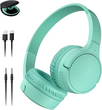 Belkin SoundForm Mini - Wireless Bluetooth Headphones for Kids with 30H Battery Life, 85dB Safe Volume Limit, Built-in Microphone - Kids On-Ear Earphones for iPhone, iPad, & More - Mint w/Case on Amazon.ae - Price Tracker