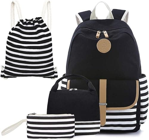 Joyfulife School Backpacks for Teen Girls Lightweight Canvas Backpack Student Bookbags with Lunch Bag 4 in 1 on Amazon.ae - Price Tracker