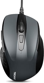 TECKNET USB Wired Mouse, 6400 DPI Mice 4 Adjustable DPI with 6-Button Corded, Optical Computer Mouse with Ergonomic Design for Laptop, Chromebook, PC, Desktop, Mac, Notebook-gray-black - Best Deal Finder