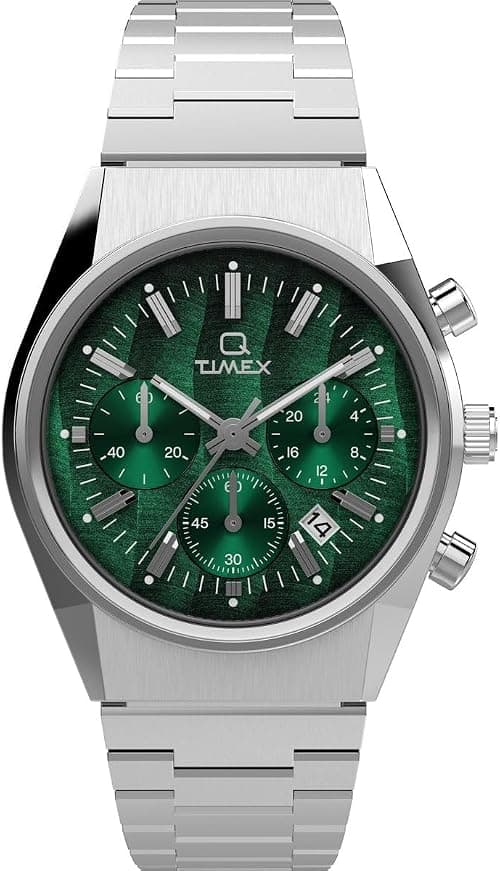 Timex Men's Q Falcon Eye Chronograph 40 mm Quartz Watch - Silver-Tone Stainless Steel Bracelet with Black Dial TW2Y34800 on Amazon.ae - Price Tracker