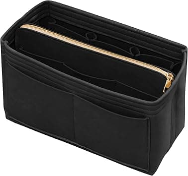 Purse Organizer Insert with Zipper & Key Chain Felt Bag Organizer for Tote Purse Handbag Black XLarge on Amazon.ae - Price Tracker