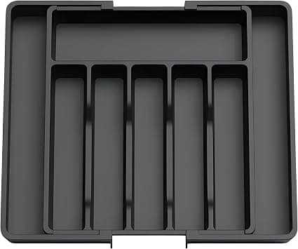 cutlery organiser Kitchen Drawer Organizer and Silverware Organizer, cutlery tray Adjustable Storage Cutlery Tray for Spoons Forks Knives Large Compact Plastic Storage. (black) on Amazon.ae - Price Tracker