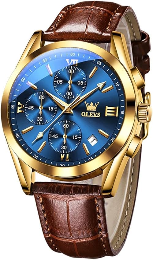 OLEVS Watch for Men Silicone Strap Chronograph Luxury Multifunction Dial Luminous Waterproof Calendar Moon Phase Analog Quartz Sports Wrist Watches on Amazon.ae - Price Tracker