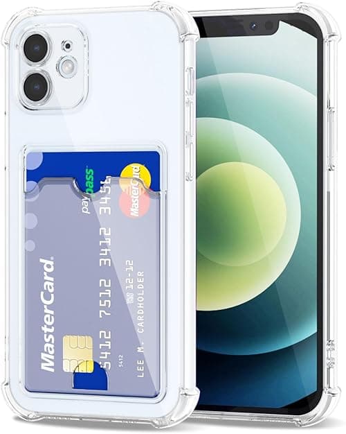 Svanove For iPhone 12 Transparent Case with Card Slot, Clear Card Holder Camera Protection Cover, Slim Protection Silicone Wallet Case Anti-Shock, Clear on Amazon.ae - Price Tracker