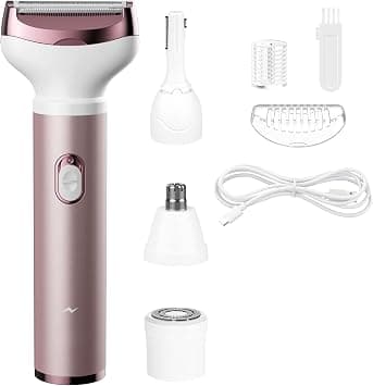 NALACAL Womens Electric Razor, 4 in 1 Face Shaver for Women, Facial Hair Remover for Women, Electric Women Bikini Trimmers for Legs, Travel Razor for Eyebrow Ear Nose Hair Lip Beard Armpit, Rose Gold على Amazon.ae - متتبع الأسعار