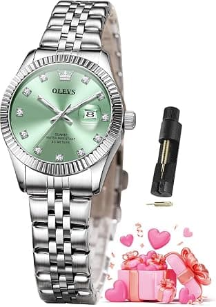 OLEVS Men's Square Analog Quartz Date Stainless Steel Waterproof Luminous Two Tone Wrist Watch على Amazon.ae - متتبع الأسعار