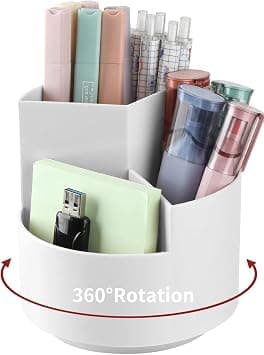 Desk Pencil Pen Holder, 3 Slots 360-Degree Spinning Pencil Pen Desk Organizers, Desktop Storage Pen Organizers Stationery Supplies, Cute Pencil Cup Pot for Office, School, Art Supply, Kids - Gray on Amazon.ae - Price Tracker